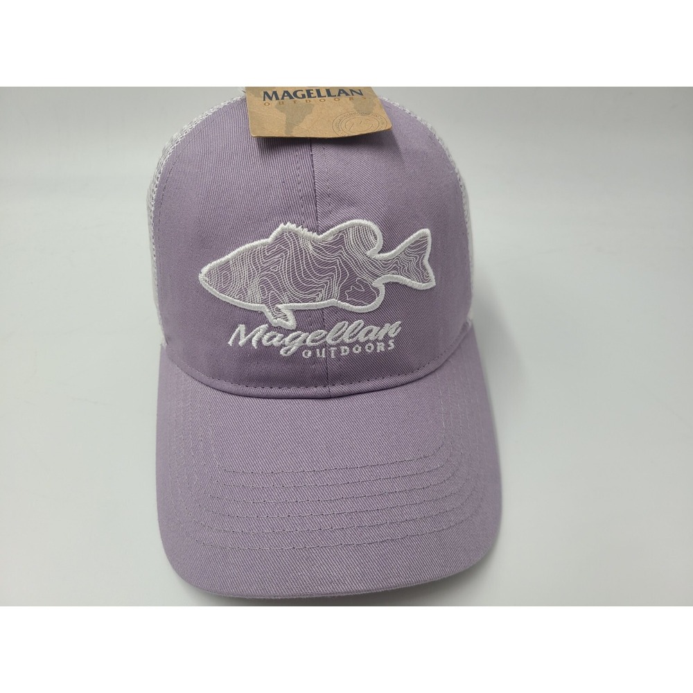 Women Magellan Outdoors Fish Mesh Trucker Snapback Hat Cap‎ Casual Purple White